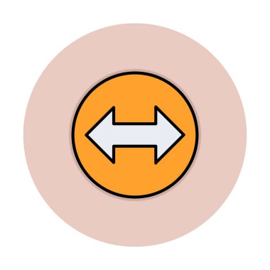 Çift ok sembolü, iki yön, sol, sağ simge, vektör illüstrasyonu