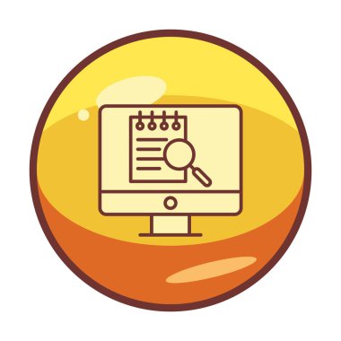 Bilgisayar simgesini ara. Bilgisayar ve büyüteç işareti. Bilgisayar sembol bul. 