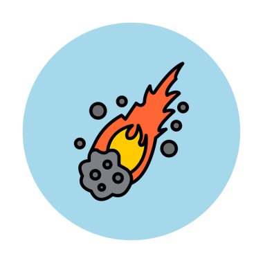 Alev Meteor düz ikon vektör çizimi