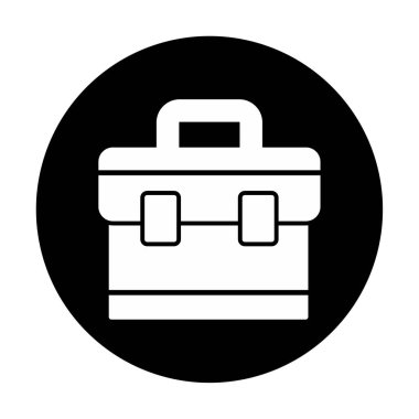 Evrak çantası vektör düz simgesi. İş durumu simgesi, bavul emojisi, vektör illüstrasyonu