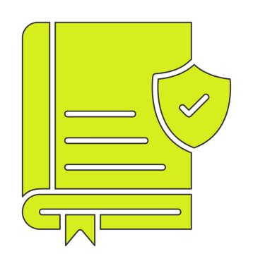 Kitap ve güvenlik kalkanı. Web simgesi basit illüstrasyon 