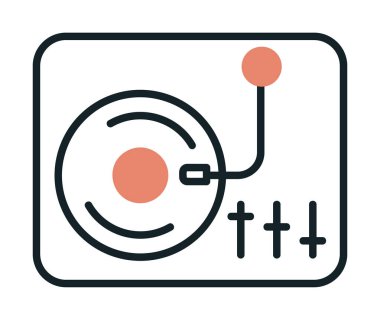 Basit vinil oynatıcı Turntable simgesi, vektör illüstrasyonu