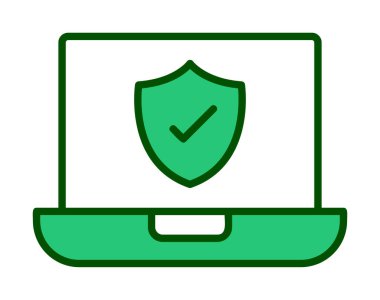 Güvenli dizüstü bilgisayar ikonu vektör çizimi