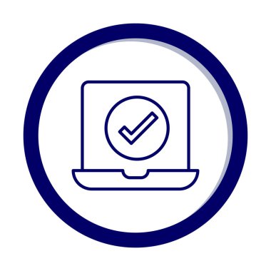 Dizüstü bilgisayardaki işaret simgesini kontrol et, vektör illüstrasyonuName 