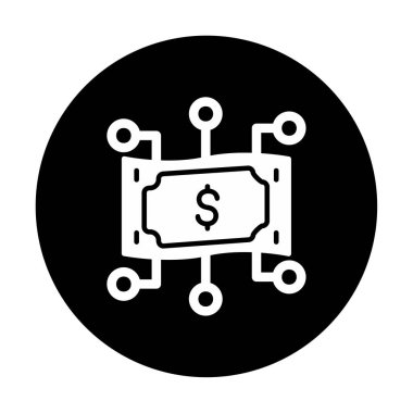 Dolar işareti, vektör illüstrasyonlu dijital para simgesi 