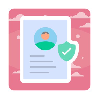 İşaretli işaret simgesi, vektör illüstrasyonlu profil belgesi