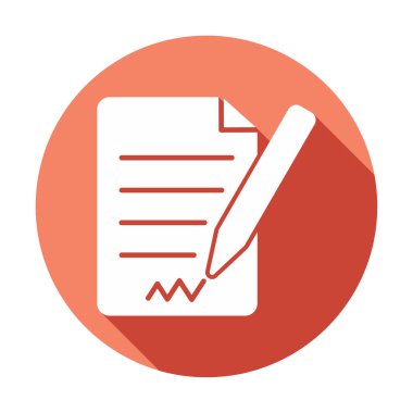 beyaz arkaplanda izole edilmiş kalem simgesine sahip kağıt belge 