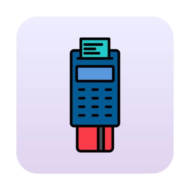 Pos Terminal Düz Simgesi Beyaz Arkaplanda