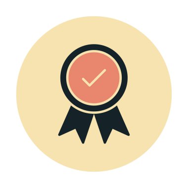 Onaylanmış madalya simgesi, vektör illüstrasyonu.