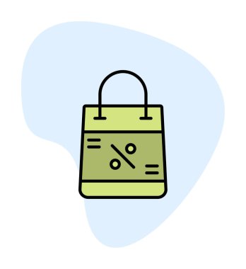 İndirim ve alışveriş çantası vektör çizgisi simgesi, satış konsepti                       