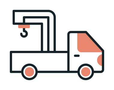 Turna Kamyonu Simgesi, Renkli Vektör İllüstrasyonu