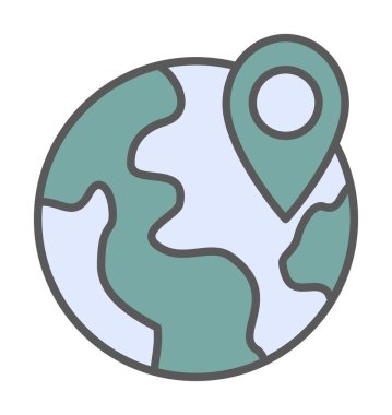 Basit Globe Konum simgesi, vektör illüstrasyonu