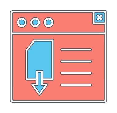 Web sayfası indirme simgesi, tasarım vektörü illüstrasyonu