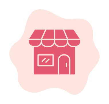 Dükkan cephesi simgesi, vektör illüstrasyonu