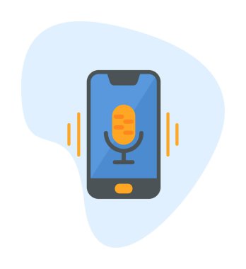 Beyaz arkaplan üzerinde Mobil Ses Yardımcı Vektör çizimi