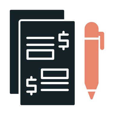 Kalem ikonlu kağıt. Ödenmiş Makaleler konsepti, vektör illüstrasyonu