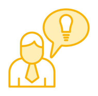 Fikri olan iş adamı, ampul ikonu vektör illüstrasyonu