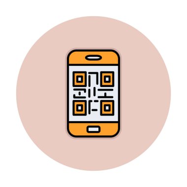 Akıllı telefon ekranındaki qr kodu beyaz arkaplanda izole edilmiş