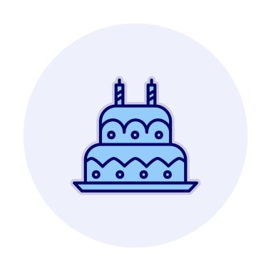 Mumlu doğum günü pastası. Web simgesi vektör illüstrasyonu