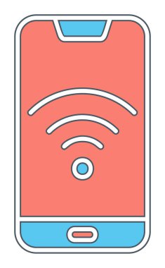 Akıllı telefon kablosuz interneti. Web simgesi basit illüstrasyon