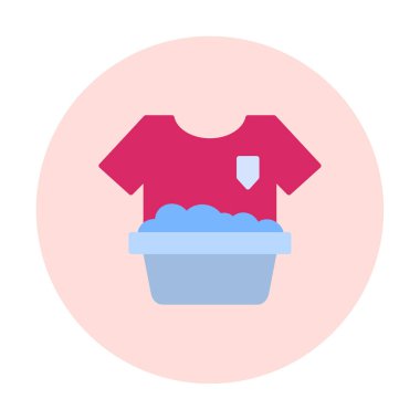 Çamaşır yıkama simgesi, vektör illüstrasyonu