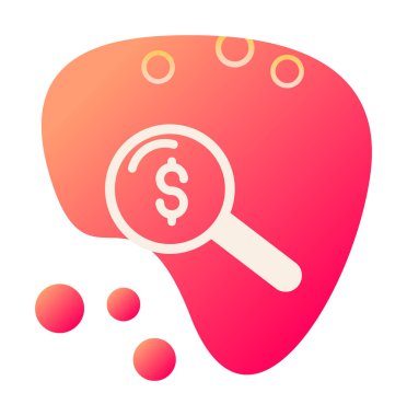 Dolar simgesi ve vektör illüstrasyonlu basit büyüteç