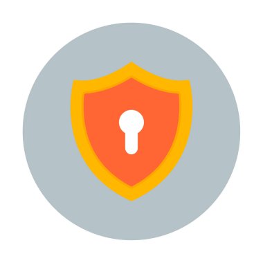 Anahtar deliği düz simgesi olan kalkan, vektör illüstrasyonu