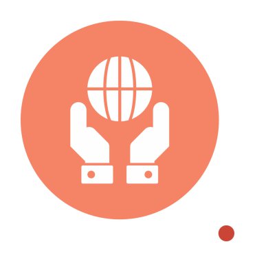 Beyaz arkaplanda izole edilmiş iki el Dünya vektör simgesini tutuyor