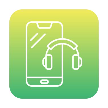 Kulaklık simgesi illüstrasyonlu akıllı telefon