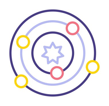 Güneş sistemi simgesi, vektör illüstrasyonu basit tasarım