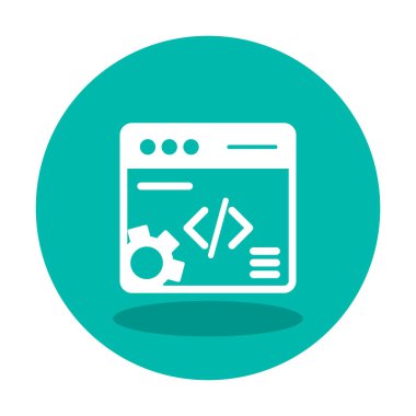 Düz biçimde web geliştirme simgesi. yazılım ve web sitesi sembolleri                           