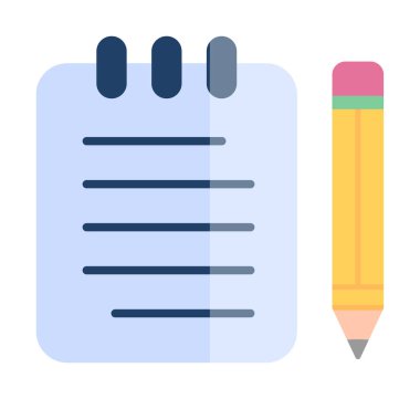 Basit not defteri arayüzü simgesi, vektör illüstrasyonu