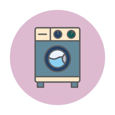 çamaşır makinesi simgesi, vektör illüstrasyonu