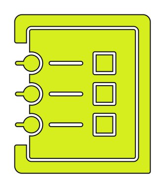 Basit not defteri arayüzü simgesi, vektör illüstrasyonu