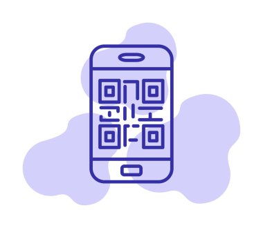 Akıllı telefon ekranındaki qr kodu beyaz arkaplanda izole edilmiş