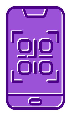 Basit Smartphone QR Kod simgesi, vektör illüstrasyonu