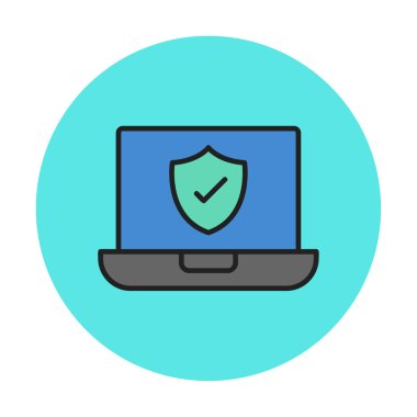 Güvenli dizüstü bilgisayar ikonu vektör çizimi