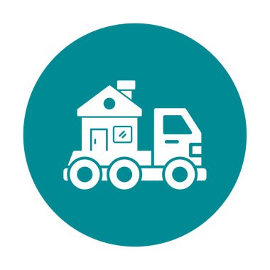 Ev kamyonu teslimatı ikon vektörü. Yer değiştirme servisi. Eve taşın