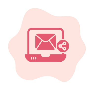 E- posta simgesi olan dizüstü bilgisayar. vektör illüstrasyonu 