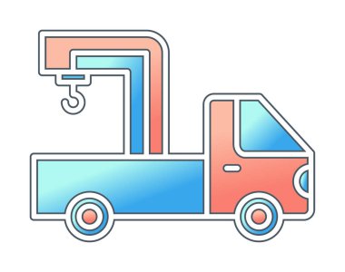 Turna Kamyonu Simgesi, Renkli Vektör İllüstrasyonu