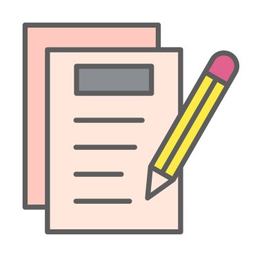 Basit not defteri arayüzü simgesi, vektör illüstrasyonu