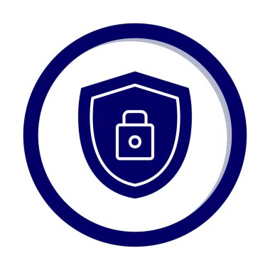 asma kilit simgesi ve vektör illüstrasyonlu kalkan