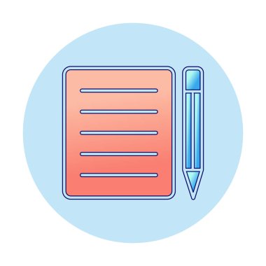 Basit Not Defteri simgesi, vektör illüstrasyonu