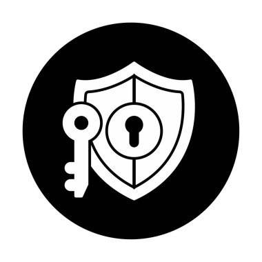 kalkan ve anahtar simgesi, anahtar güvenlik konsepti, vektör illüstrasyonu