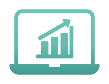 Dizüstü bilgisayarda basit büyüme grafiği, vektör illüstrasyonu