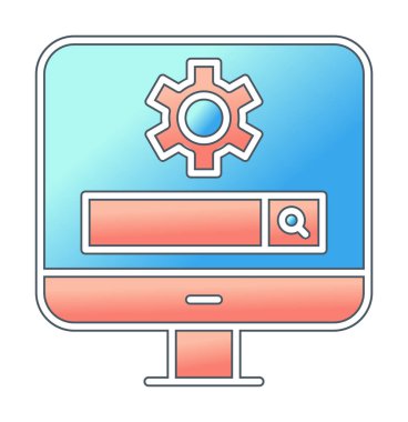 Beyaz arkaplanda Bilgisayar Arama Motoru vektör çizimi