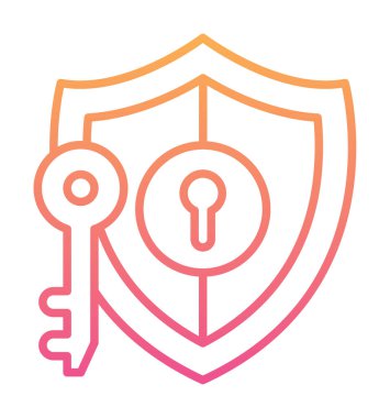 kalkan ve anahtar simgesi, anahtar güvenlik konsepti, vektör illüstrasyonu