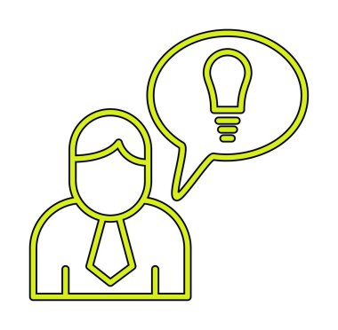 Fikri olan iş adamı, ampul ikonu vektör illüstrasyonu