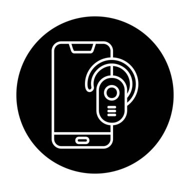 Kulaklık ve akıllı telefon web simgesi, vektör illüstrasyonu