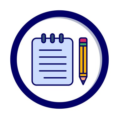 Basit not defteri arayüzü simgesi, vektör illüstrasyonu